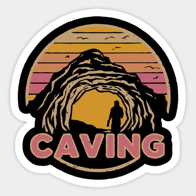 Caving. Retro Sunset. Sticker by Chrislkf